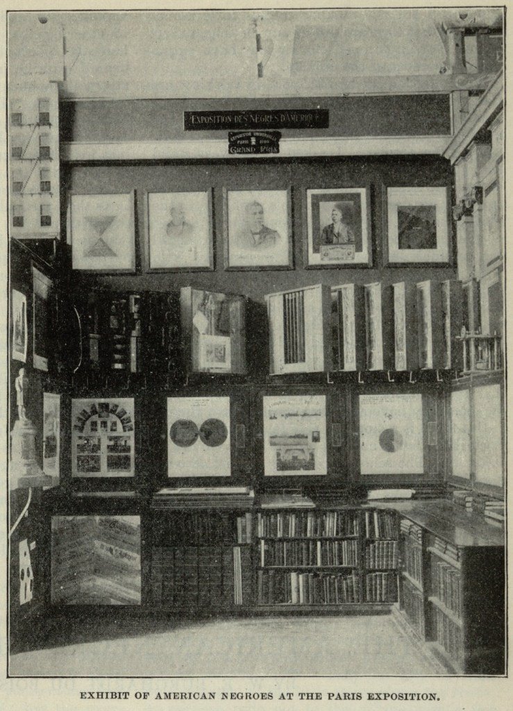 A black and white photo of W.E.B. Du Bois's exhibit of African Americans Data Portraits and his Data Viz Activism